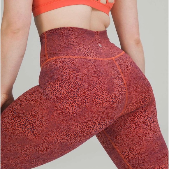 NWT Lululemon Wunder Train HR 25” Tights Size 4 Crackle Glazed Vintage Orange - Picture 2 of 11